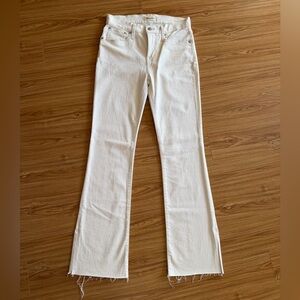 Madewell Kick Out Slit Raw Hem Full Length Jeans Ivory Size 26